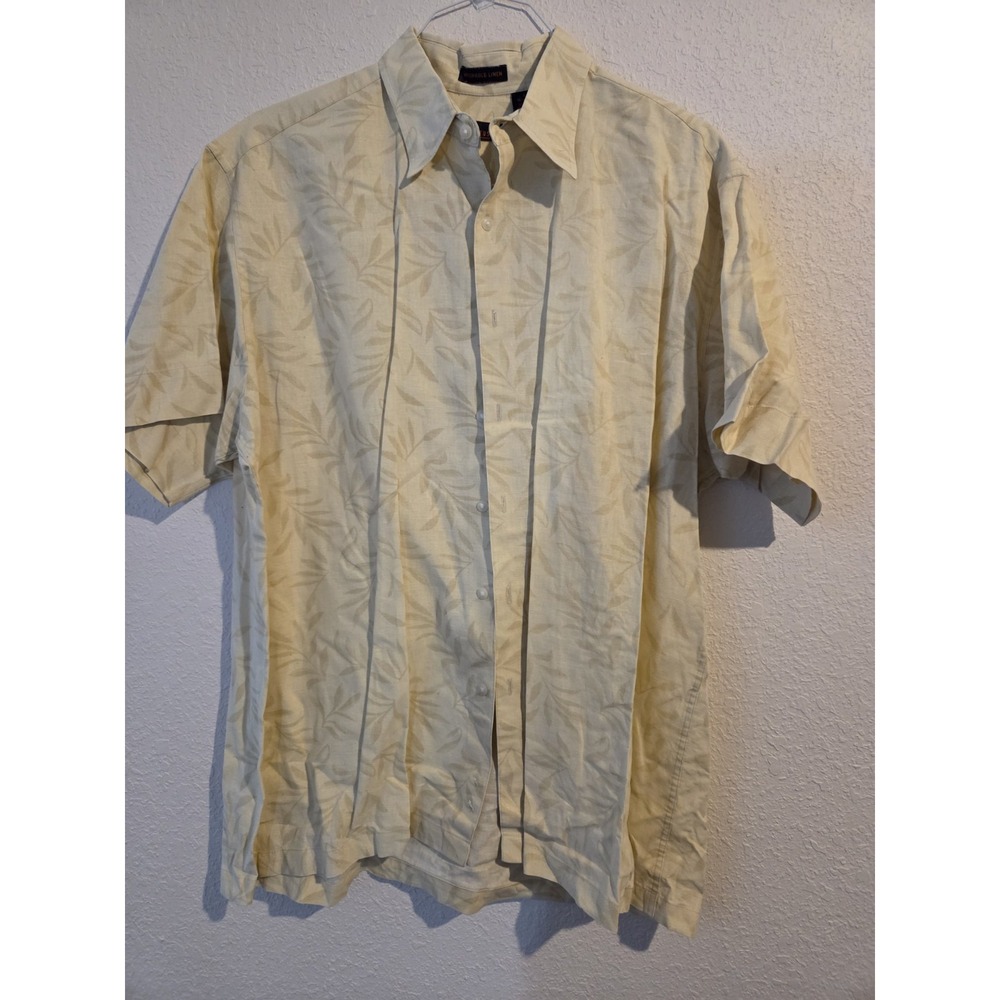 Van Heusen Shirt Mens L button Up Short Sleeve Hawaiian Tropical Beach 16-16.5